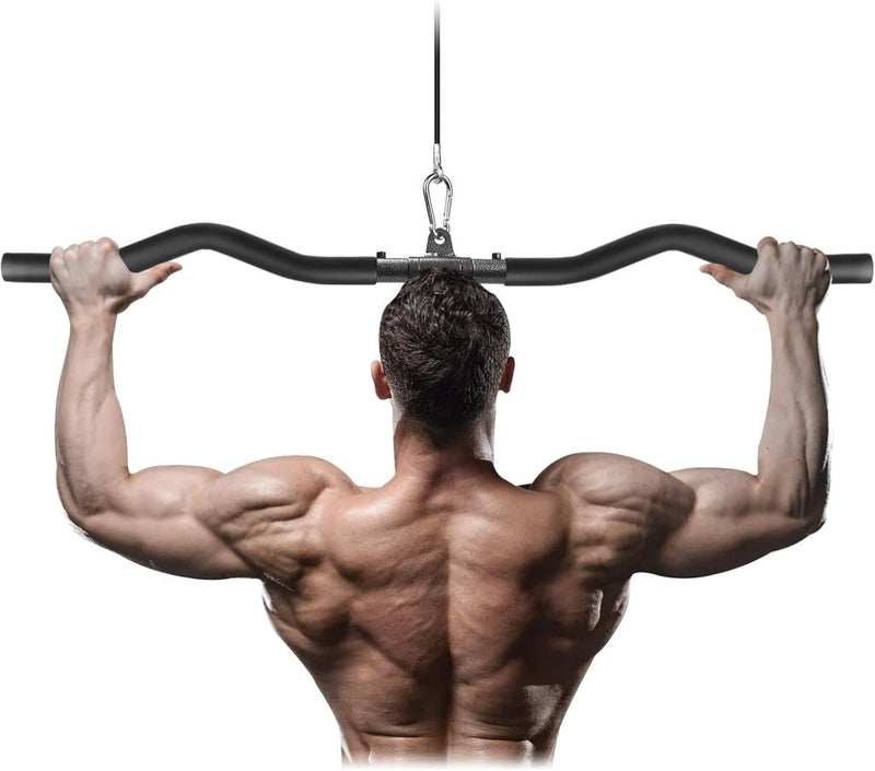 Load image into Gallery viewer, Lat pulldown bar 85 cm met draaischarnier en antislip handgrepen – kabelstang – fitness accessoire - happygetfit.com
