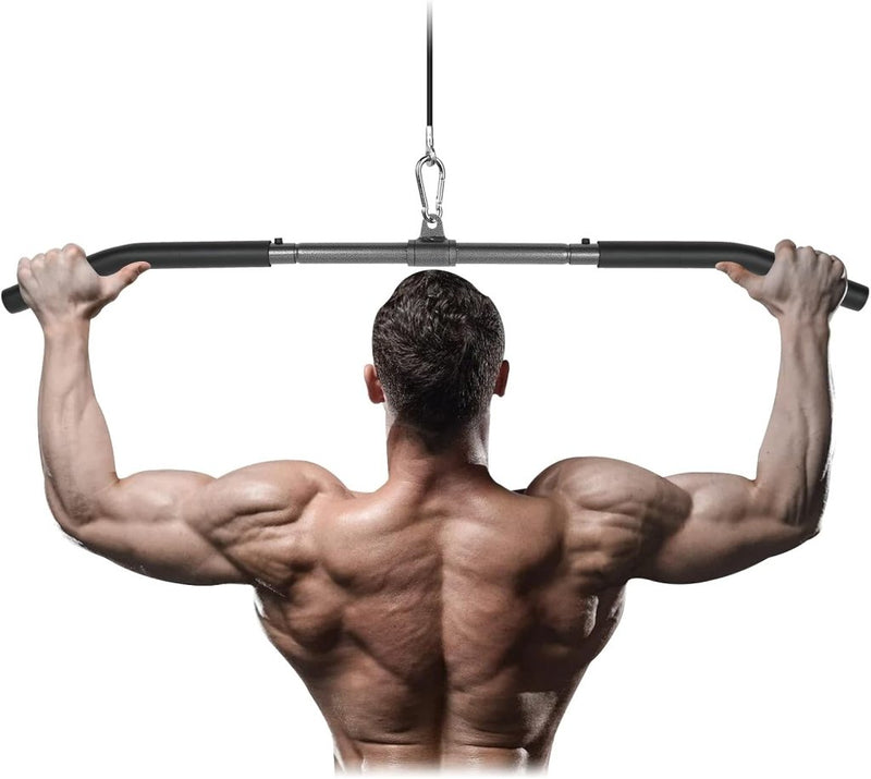 Load image into Gallery viewer, Lat pulldown bar 85 cm met draaischarnier en antislip handgrepen – kabelstang – fitness accessoire - happygetfit.com
