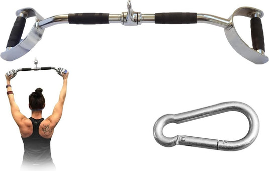 Lat pulldown stang 72 cm met meerdere rubberen handgrepen – kabelstang – roeigreep - happygetfit.com