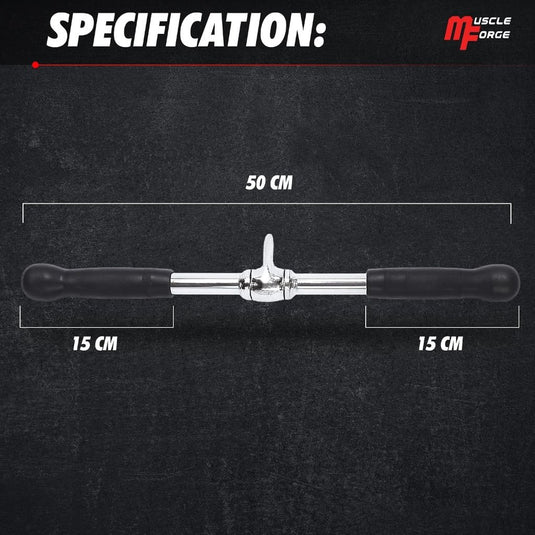 Lat pulldown stang 72 cm met meerdere rubberen handgrepen – kabelstang – roeigreep - happygetfit.com