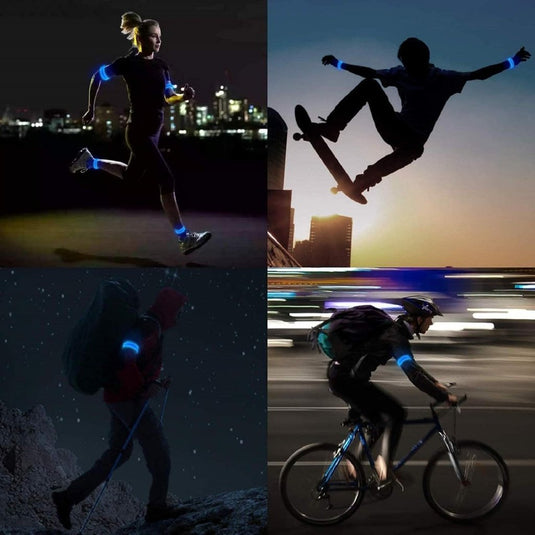 Led-armband, oplaadbaar, 2 stuks, lichtarmband, USB, reflectieformutie - happygetfit.com