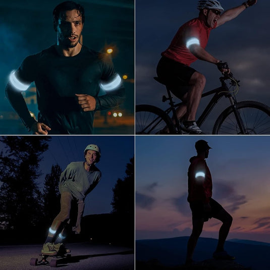 Led-armband, oplaadbaar, 2 stuks, lichtarmband, USB, reflectieformutie - happygetfit.com