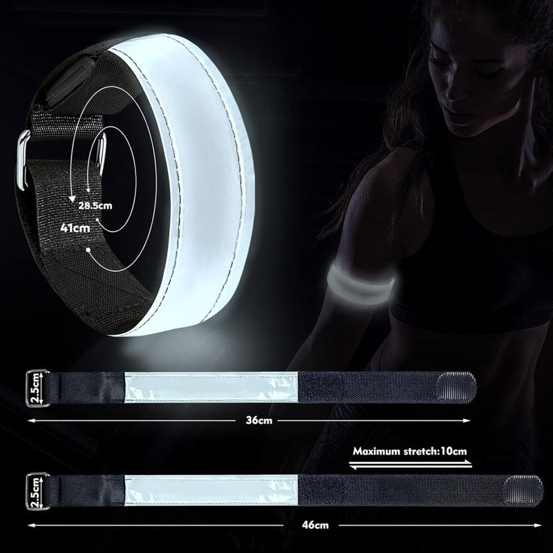 Load image into Gallery viewer, Led-armband, oplaadbaar, 2 stuks, lichtarmband, USB, reflectieformutie - happygetfit.com
