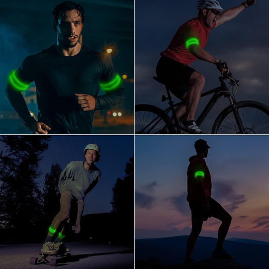 Led-armband, oplaadbaar, 2 stuks, lichtarmband, USB, reflectieformutie - happygetfit.com