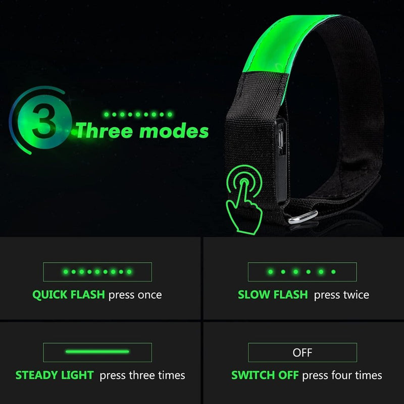 Load image into Gallery viewer, Led-armband, oplaadbaar, 2 stuks, lichtarmband, USB, reflectieformutie - happygetfit.com
