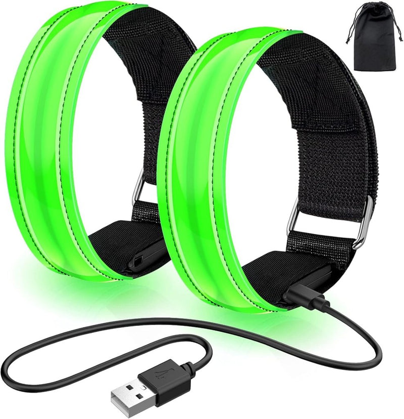 Load image into Gallery viewer, Led-armband, oplaadbaar, 2 stuks, lichtarmband, USB, reflectieformutie - happygetfit.com

