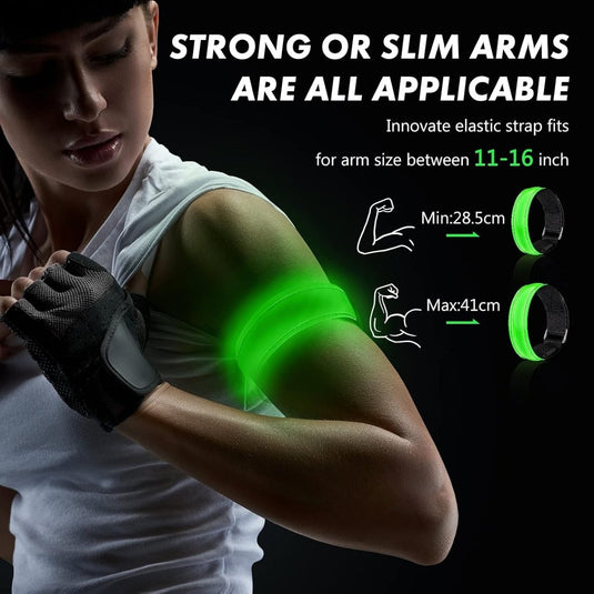 Led-armband, oplaadbaar, 2 stuks, lichtarmband, USB, reflectieformutie - happygetfit.com