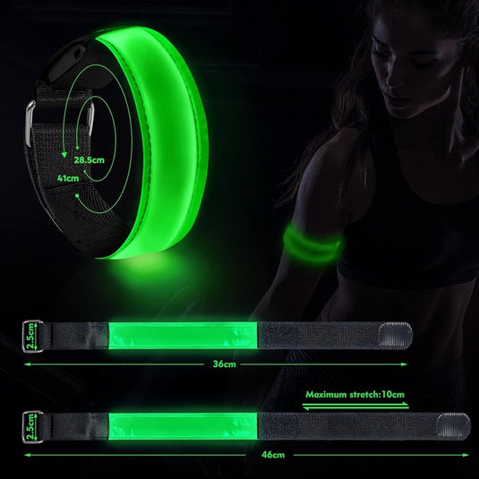 Led-armband, oplaadbaar, 2 stuks, lichtarmband, USB, reflectieformutie - happygetfit.com