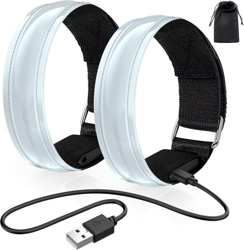 Load image into Gallery viewer, Led-armband, oplaadbaar, 2 stuks, lichtarmband, USB, reflectieformutie - happygetfit.com
