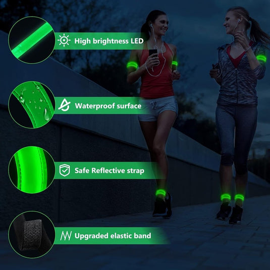 Led-armband, oplaadbaar, 2 stuks, lichtarmband, USB, reflectieformutie - happygetfit.com