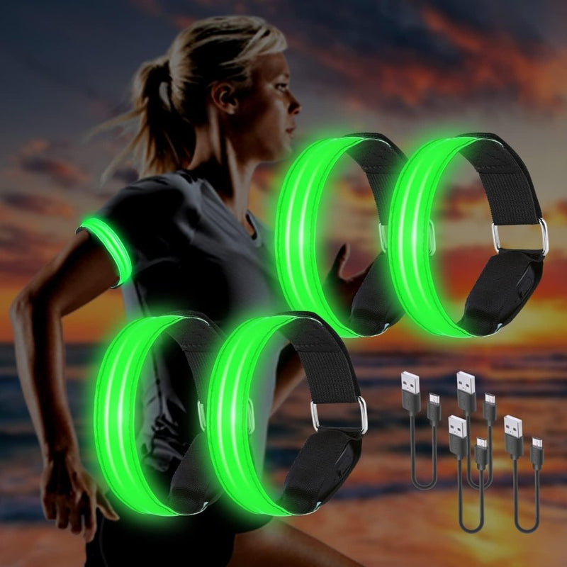 Laad afbeelding in Galerijviewer, Led-armband, USB, 4 stuks, reflecterende ledband, lichtband, voor kinderen, reflecterende band, licht voor joggen, hardlopen, sport - happygetfit.com
