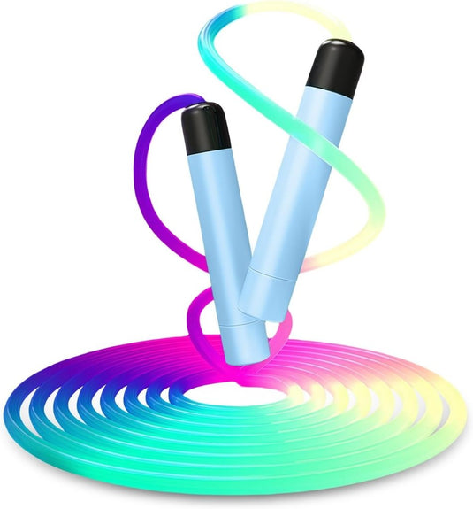 Led springtouw 280 cm met verstelbare lengte en meerkleurige verlichting voor cardio en fitness – lichtgevend springtouw – conditietraining - happygetfit.com