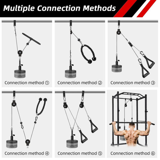 LFJ LAT Pull Down and Lift Weight Pulley System Cable Machine Pulley Attachment for Triceps Pull Down, Biceps Curl, Back, Forearm, Shoulder Home Gym Equipment - happygetfit.com
