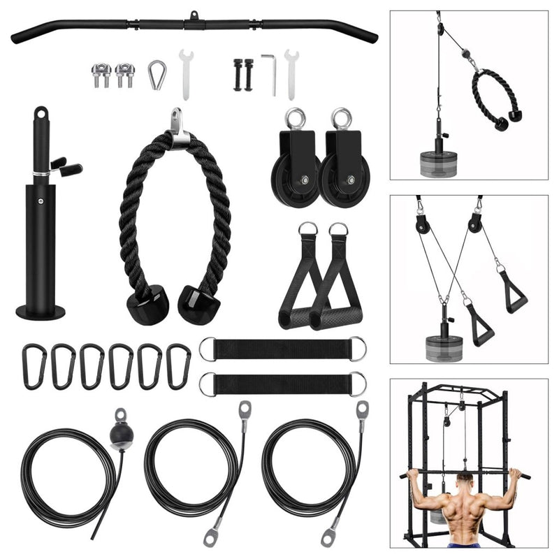 Laad afbeelding in Galerijviewer, LFJ LAT Pull Down and Lift Weight Pulley System Cable Machine Pulley Attachment for Triceps Pull Down, Biceps Curl, Back, Forearm, Shoulder Home Gym Equipment - happygetfit.com
