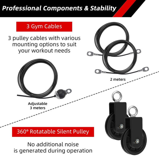 LFJ LAT Pull Down and Lift Weight Pulley System Cable Machine Pulley Attachment for Triceps Pull Down, Biceps Curl, Back, Forearm, Shoulder Home Gym Equipment - happygetfit.com