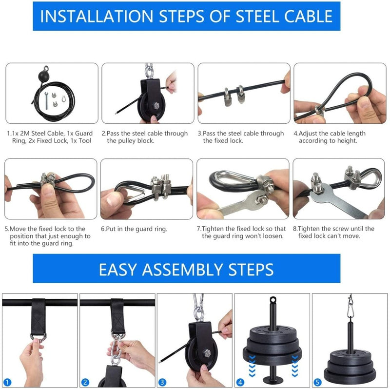 Laad afbeelding in Galerijviewer, LFJ LAT Pull Down and Lift Weight Pulley System Cable Machine Pulley Attachment for Triceps Pull Down, Biceps Curl, Back, Forearm, Shoulder Home Gym Equipment - happygetfit.com
