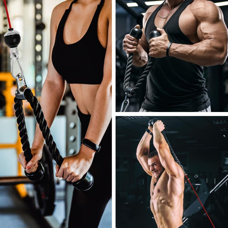 Laad afbeelding in Galerijviewer, LFJ LAT Pull Down and Lift Weight Pulley System Cable Machine Pulley Attachment for Triceps Pull Down, Biceps Curl, Back, Forearm, Shoulder Home Gym Equipment - happygetfit.com
