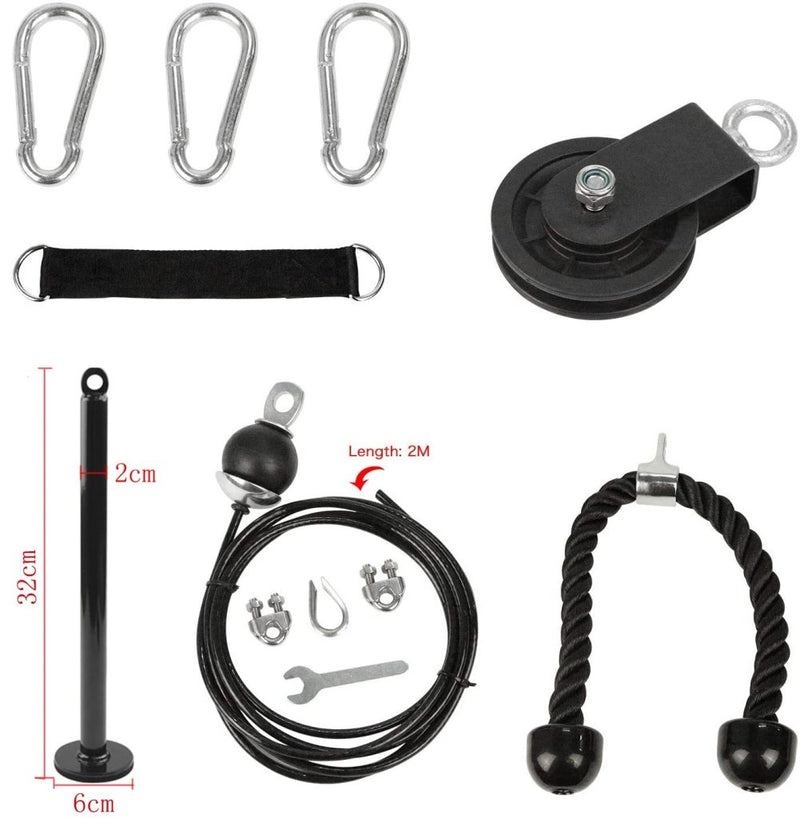 Laad afbeelding in Galerijviewer, LFJ LAT Pull Down and Lift Weight Pulley System Cable Machine Pulley Attachment for Triceps Pull Down, Biceps Curl, Back, Forearm, Shoulder Home Gym Equipment - happygetfit.com
