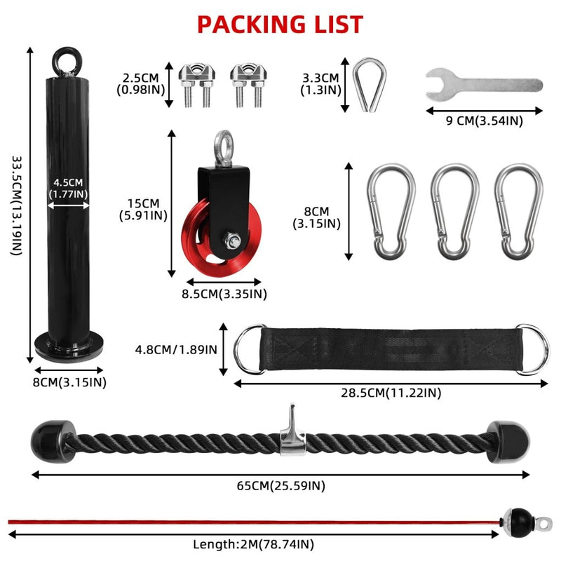Laad afbeelding in Galerijviewer, LFJ LAT Pull Down and Lift Weight Pulley System Cable Machine Pulley Attachment for Triceps Pull Down, Biceps Curl, Back, Forearm, Shoulder Home Gym Equipment - happygetfit.com
