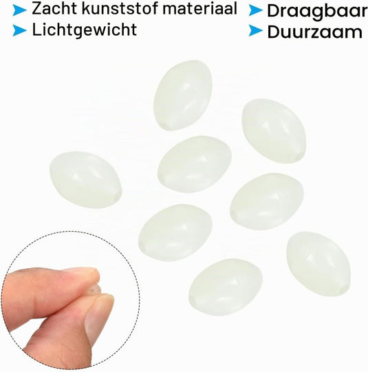 Lichtgevende viskralen 100 stuks 8 x 6 mm met opbergdoos – glow beads – visaccessoires - happygetfit.com