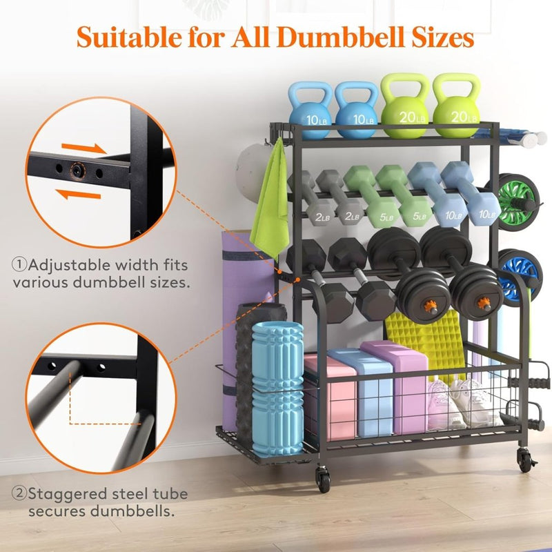 Load image into Gallery viewer, Lifewit Weight Rack for Home Gym, Dumbbell Rack, Kettlebell Rack, Yoga Mat Holder, Home Gym Storage with Wheels for Strength Training - happygetfit.com
