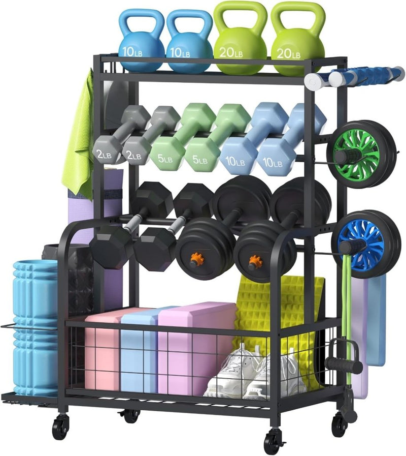Load image into Gallery viewer, Lifewit Weight Rack for Home Gym, Dumbbell Rack, Kettlebell Rack, Yoga Mat Holder, Home Gym Storage with Wheels for Strength Training - happygetfit.com

