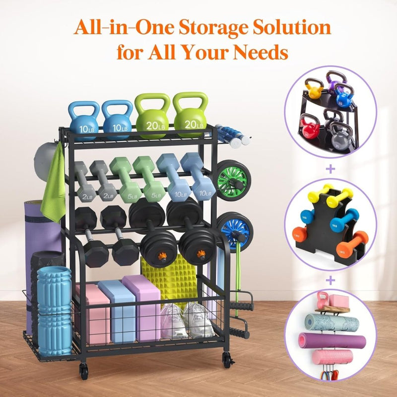 Load image into Gallery viewer, Lifewit Weight Rack for Home Gym, Dumbbell Rack, Kettlebell Rack, Yoga Mat Holder, Home Gym Storage with Wheels for Strength Training - happygetfit.com
