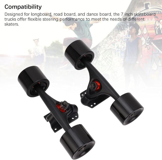 Longboard trucks 7 inch met 65 x 51 mm wielen 2 stuks – complete truck set – skateboard accessoires - happygetfit.com