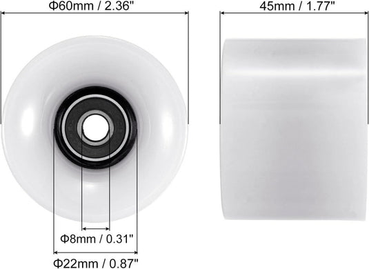 Longboard wielen 60 mm 78A met 608 lagers en spacers 4 stuks – cruiser skateboard wielen - happygetfit.com