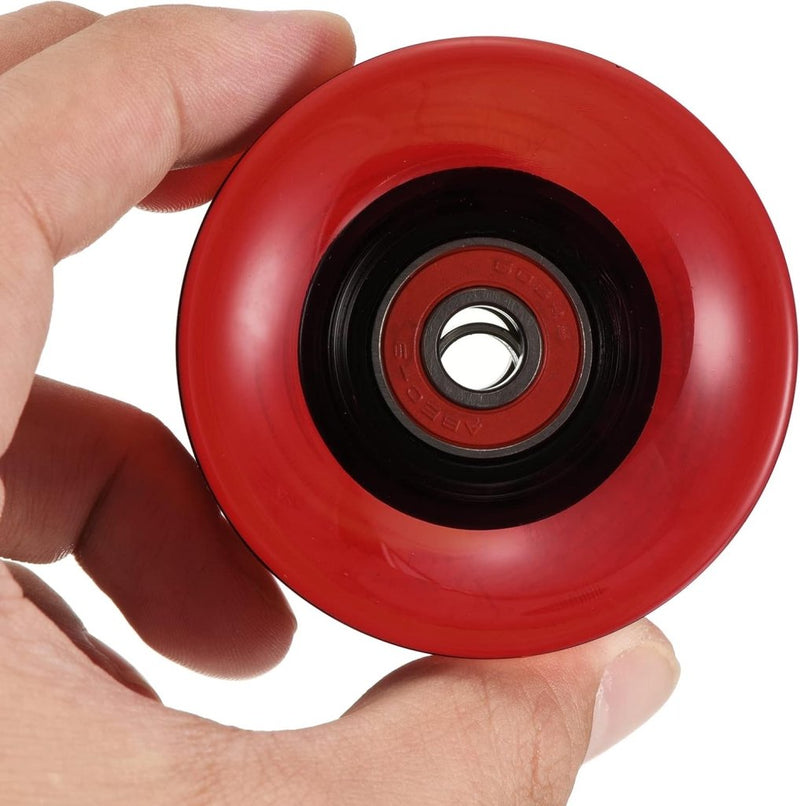 Laad afbeelding in Galerijviewer, Longboard wielen 60 mm 80A met ABEC-9 lagers 4 stuks transparant rood – cruiser skateboard wielen - happygetfit.com
