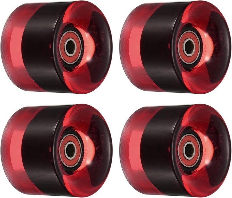 Laad afbeelding in Galerijviewer, Longboard wielen 60 mm 80A met ABEC-9 lagers 4 stuks transparant rood – cruiser skateboard wielen - happygetfit.com
