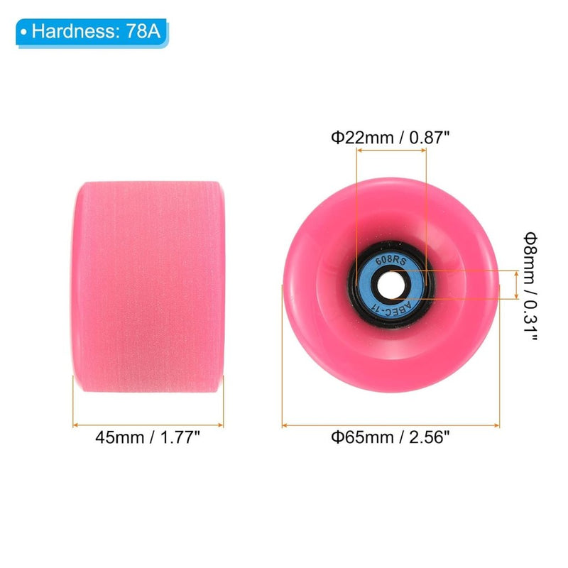 Load image into Gallery viewer, Longboard wielen 65 x 51 mm 78A met ABEC-11 lagers 4 stuks zwart – cruiser skateboard wielen - happygetfit.com
