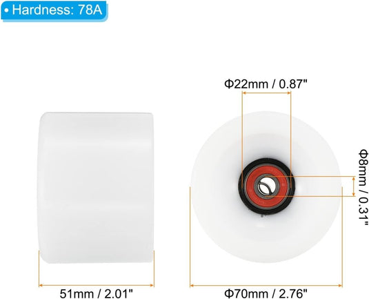 Longboard wielen 70 x 51 mm 78A met ABEC-9 lagers 4 stuks blauw – cruiser skateboard wielen - happygetfit.com