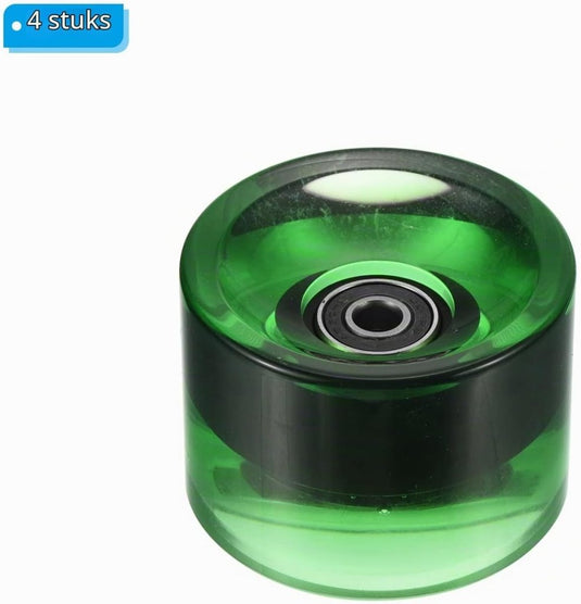 Longboard wielen 70 x 51 mm 78A met ABEC-9 lagers 4 stuks transparant groen – cruiser wielen - happygetfit.com