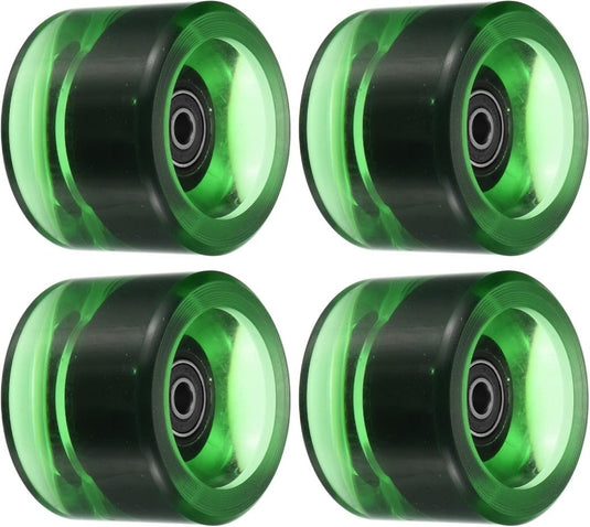 Longboard wielen 70 x 51 mm 78A met ABEC-9 lagers 4 stuks transparant groen – cruiser wielen - happygetfit.com