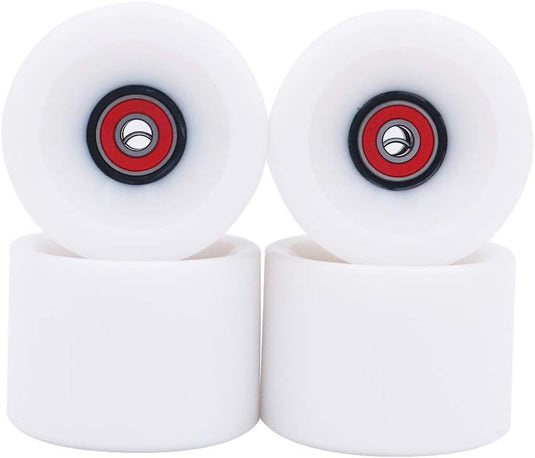Longboard wielen 70 x 51 mm 78A met ABEC-9 lagers 4 stuks wit – cruiser skateboard wielen - happygetfit.com