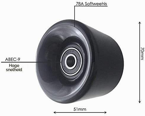 Laden Sie das Bild in Galerie -Viewer, Longboard wielen 70 x 51 mm 78A met ABEC-9 lagers 4 stuks wit – cruiser skateboard wielen - happygetfit.com

