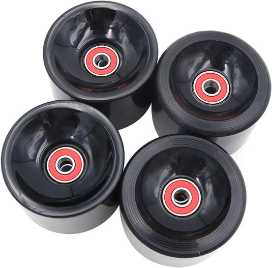 Longboard wielen 70 x 51 mm 78A met ABEC-9 lagers 4 stuks zwart – cruiser skateboard wielen - happygetfit.com