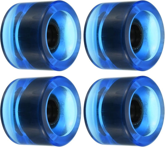 Longboard wielen 70 x 51 mm 78A PU 4 stuks transparant blauw – zachte cruiser skateboard wielen - happygetfit.com