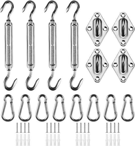 Luifel Bevestigingsset, Luifel Accessoires Montage voor Vierhoekige Driehoekige Zonnezeilen Roestvrij Staal, M6 Zonnezeil Bevestigingsset, Hardware Kit voor Driehoek en Vierkant, Rechthoekig - happygetfit.com