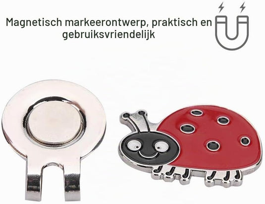 Magnetische golfbal marker met roestvrijstalen petclip en decoratief ontwerp – balmarker – golfaccessoires - happygetfit.com