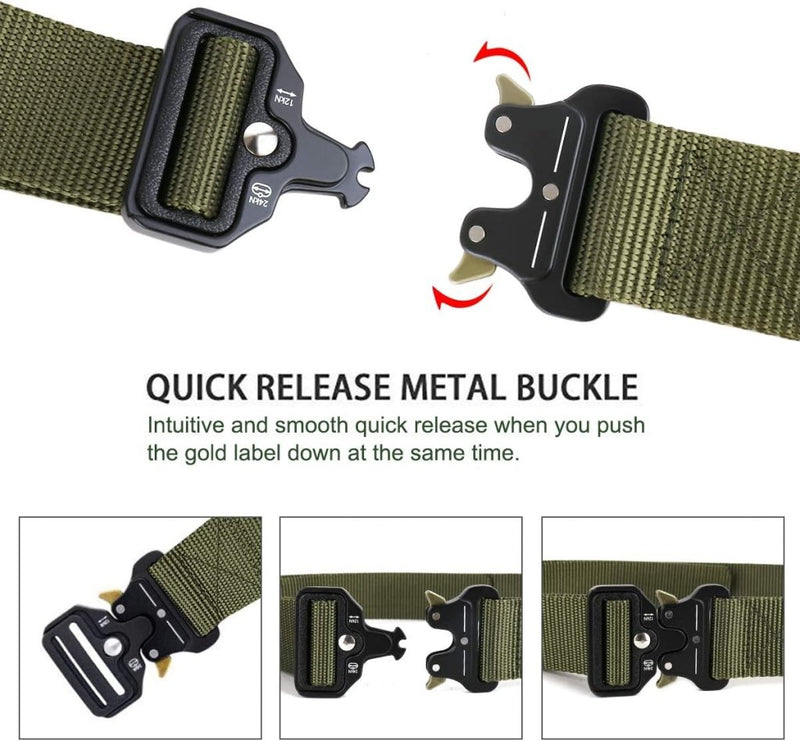 Load image into Gallery viewer, Mannen tactische riem, militaire stijl zware nylon canvas heupgordels met metalen gesp met snelsluiting voor jachttraining leger rennen [3 haak] 125 * 3.8 CM (L * W) - happygetfit.com
