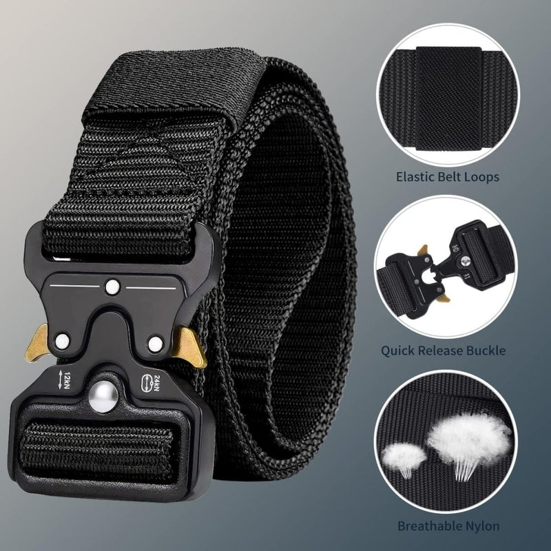 Load image into Gallery viewer, Mannen tactische riem, militaire stijl zware nylon canvas heupgordels met metalen gesp met snelsluiting voor jachttraining leger rennen [3 haak] 125 * 3.8 CM (L * W) - happygetfit.com
