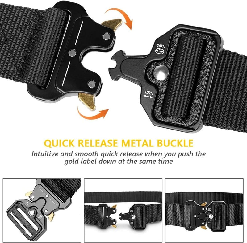 Load image into Gallery viewer, Mannen tactische riem, militaire stijl zware nylon canvas heupgordels met metalen gesp met snelsluiting voor jachttraining leger rennen [3 haak] 125 * 3.8 CM (L * W) - happygetfit.com
