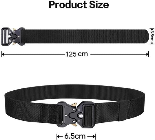 Mannen tactische riem, militaire stijl zware nylon canvas heupgordels met metalen gesp met snelsluiting voor jachttraining leger rennen [3 haak] 125 * 3.8 CM (L * W) - happygetfit.com