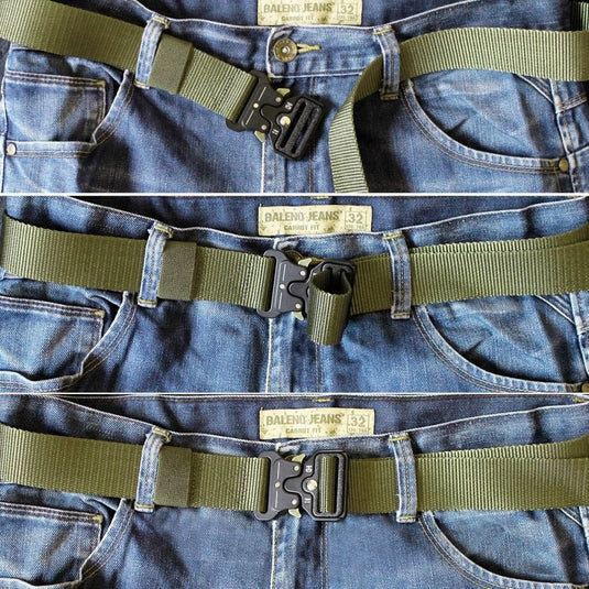 Mannen tactische riem, militaire stijl zware nylon canvas heupgordels met metalen gesp met snelsluiting voor jachttraining leger rennen [3 haak] 125 * 3.8 CM (L * W) - happygetfit.com