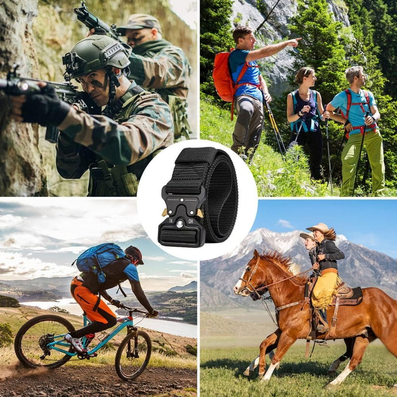 Load image into Gallery viewer, Mannen tactische riem, militaire stijl zware nylon canvas heupgordels met metalen gesp met snelsluiting voor jachttraining leger rennen [3 haak] 125 * 3.8 CM (L * W) - happygetfit.com
