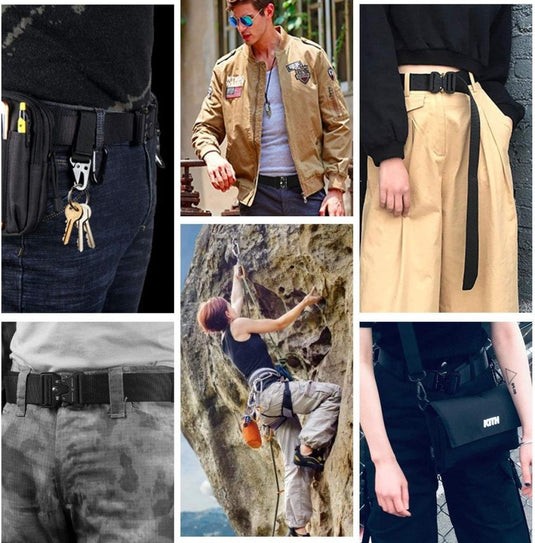 Mannen tactische riem, militaire stijl zware nylon canvas heupgordels met metalen gesp met snelsluiting voor jachttraining leger rennen [3 haak] 125 * 3.8 CM (L * W) - happygetfit.com