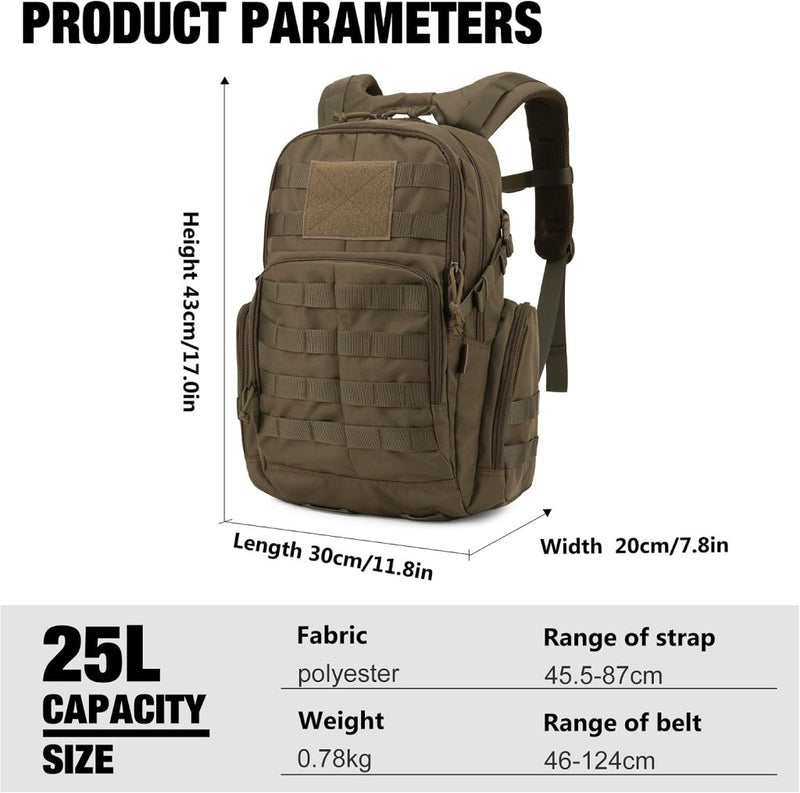 Laad afbeelding in Galerijviewer, Mardingtop 25L Tactische Militaire Rugzak voor Buitenuitrusting Aanvalsrugzak met MOLLE Systeem Trekking Tas voor Wandelen Camping - happygetfit.com
