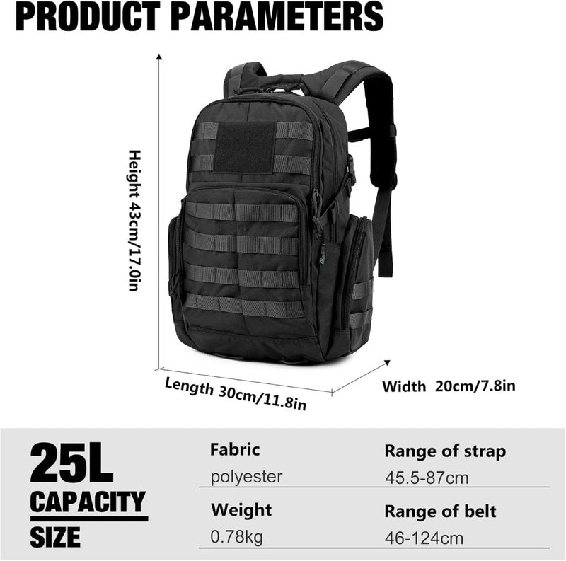 Laad afbeelding in Galerijviewer, Mardingtop 25L Tactische Militaire Rugzak voor Buitenuitrusting Aanvalsrugzak met MOLLE Systeem Trekking Tas voor Wandelen Camping - happygetfit.com

